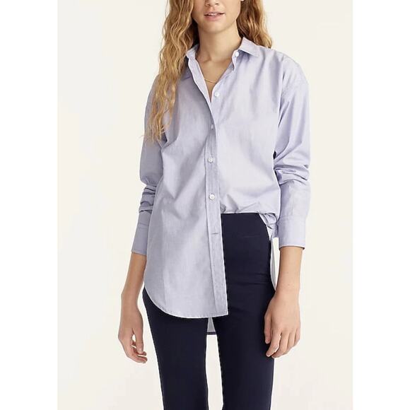 J. Crew Relaxed Fit 100% Cotton Button Down Collar Shirt Longsleeve 8 Peri Blue - Picture 13 of 15